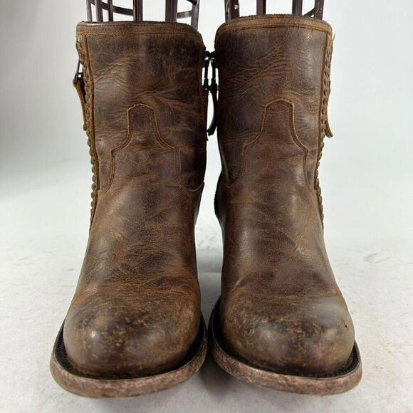 Lane Women's Layten Western Booties US 7 Round Toe Brown Double Zip Short Boots - Picture 2 of 12